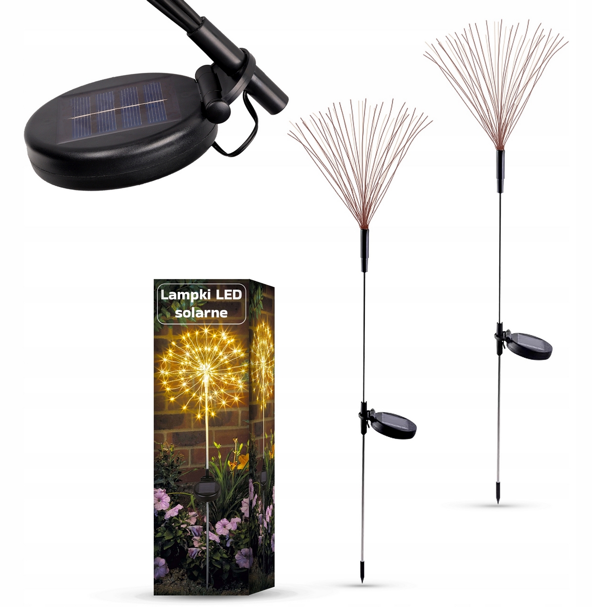 Solárna lampa Masterled, čierna, 84 cm, 2 ks.